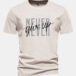 Regular Fit Never Give Up Print Cotton T-Shirt