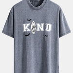 Halloween Kind Ghost Print Washed Distressed Drop Shoulder T-Shirt