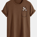 Regular Fit Pocket Bat Ghost Print Cotton T-Shirt