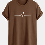Regular Fit Heartbeat Flatline Print Cotton T-Shirt