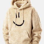 Smiley Face Embroidered Teddy Hoodie & Jogger Pants