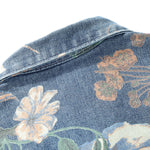 Relax Fit Flower Print Washed Denim Jacket