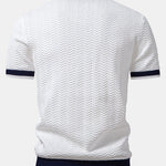 Texture Contrast Knitted V Neck Polo Shirt & Slim Fit Tapered Trousers