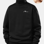 Men Print Teddy Fleece Lined Turtle Neck Sweatshirt