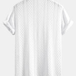 Geometry Rhombus Jacquard Button Up Shirt & Straight Leg Linen Pants