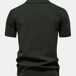 Pineapple Texture Knit V Neck Polo