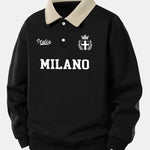 Relax Fit Milano Print Contrast Polo Sweatshirt