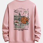 Halloween Pumpkin Town Print Relax Fit Sweatshirt