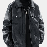 Zipper PU Leather Jacket