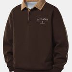 Relax Fit Milano Print Contrast Corduroy Polo Collar Sweatshirt