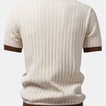 Contrast Textured Johnny Collar Knit Polo & Slim Fit Tapered Trousers