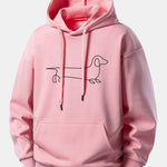 Line Dachshund Print Relax Fit Hoodie