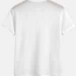 Short Sleeve Waffle Ribbed Hem T-Shirt