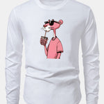 Pink Panther Print Cotton Arc Hem T-Shirt
