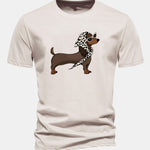 Regular Fit Headscarf Dachshund Print Cotton T-Shirt