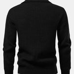 Long Sleeve Wave Jacquard Knit V Neck Polo Shirt