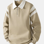 Color Block Zipper Polo Sweatshirt