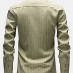 Long Sleeve Stripe Linen Look Button Up Shirt