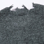 Distressed Quarter Zip Knit Sweater