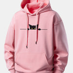 Black Cat Print Relax Fit Hoodie