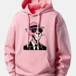 Pink Gentleman Panther Print Relax Fit Hoodie