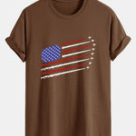 Regular Fit Fighter Jets American Flag Print Cotton T-Shirt