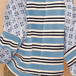 Casual Striped Print Flowers Contrast O Neck Hoodies