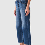 Risen Jenny High Rise Raw Hem Crop Wide Leg Jeans