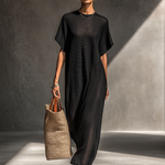 Women's Minimalist Sheer Knit Short-sleeved Maxi Dress