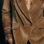 Polyester velvet Embroidered Blazer With Bohemian Detailing