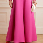 Puff Sleeves Solid Color Split-Joint Round-Neck Maxi Dresses Shirt Dress