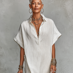 Women's Minimalist Loose-fitting Shirt Maxi Dress