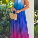 Pink and Purple Halterneck Maxi Dress
