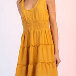 Fashion U-neck elastic waist sleeveless mini skirt