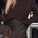 Bow Slit Back Round Neck Sweater