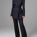 Long Sleeves Loose Buttoned Pockets Solid Color Notched Collar Blazer Outerwear