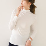 10 Colors Simple Solid Color Long Sleeves High-Neck T-Shirt Top