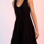 Fashion U-neck elastic waist sleeveless mini skirt