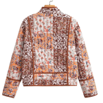 Fashion Printed Loose Casual Cardigan Short Quilted Cotton Jacket