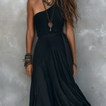 Bohemian One-shoulder Maxi Dress With Ruffled Hem