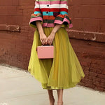 Flared Sleeves Multi-Colored Striped Lapel Jackets Outerwear