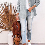 Lugogne Relaxed Lapel Oversized Long Sleeve Shirt