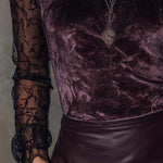 Velvet And Lace Gothic Sheer-Sleeve Top