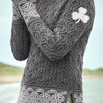 Women's Celtic Knotted Clover Creative Jacquard Turtleneck Sweater