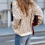 Soft Brown Leopard Print Loose Knit Cardigan