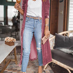 Cheering My Way Velvet Kimono Coat