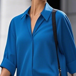 Long Sleeves Loose Solid Color Split-Joint Lapel Midi Dresses Shirt Dress