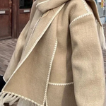 Scarf-Neckline Felt Woolen Coat