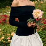 Long Sleeve Off Shoulder Panel Puff Mini Dress