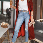 Velvet cardigan without buttons